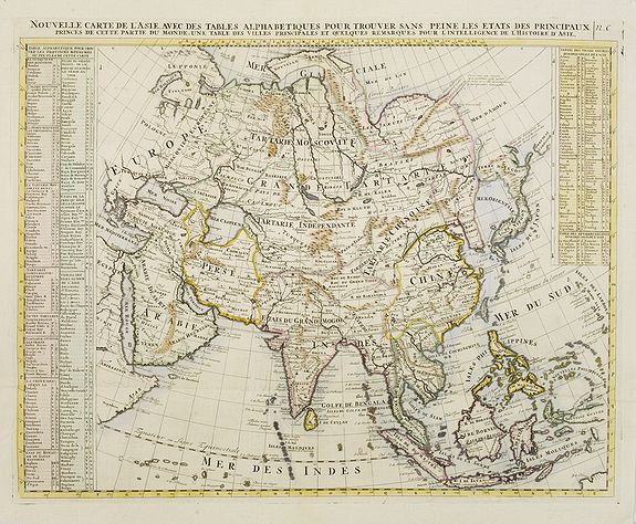 CHATELAIN,H., Nouvelle carte de l'Asie avec des tables.., antique map, old maps