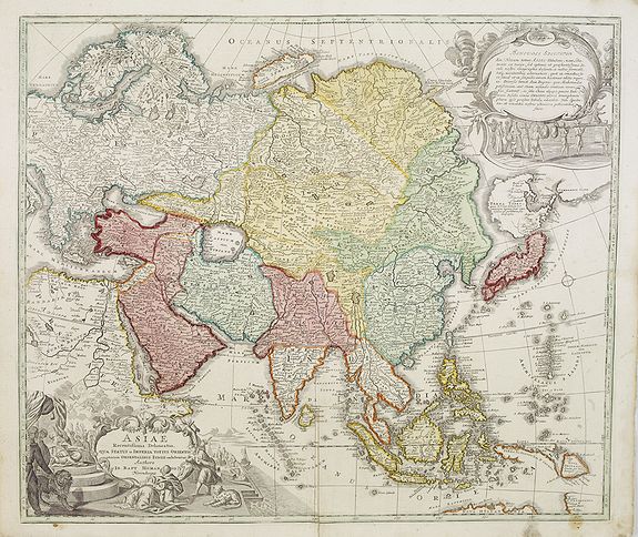 HOMANN,J.B., Asiae Recentissima Delineatio, Qua Status Imperia totius Orientalis. . ., antique map, old maps