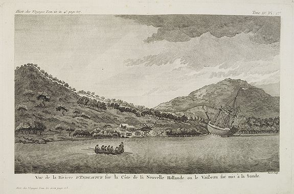 COOK, Captain James., Vue de la Rivi�re d'Endeavour sur la C�te de la Nouvelle Hollande ou le Vaisseau fut mis � la bande.  [Tome IV Pl. 1�re.], antique map, old maps