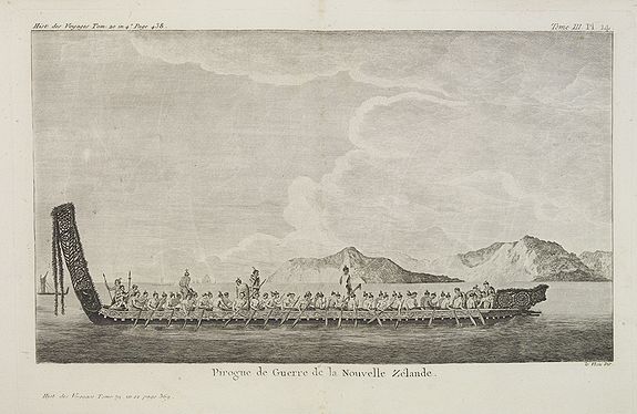 COOK, Captain James.,  Pirogue de guerre de la Nouvelle Z�lande.  [Tome III Pl. 14.], antique map, old maps