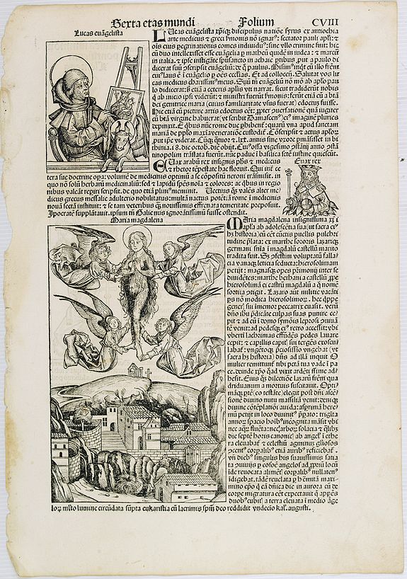 SCHEDEL, H., Sexta Etas Mudi. Lucas Evagelista. Folium CVIII, antique map, old maps