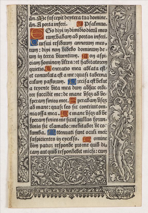 BOOK OF HOURS, Leaf on vellum from a printed Book of Hours., antique map, old maps