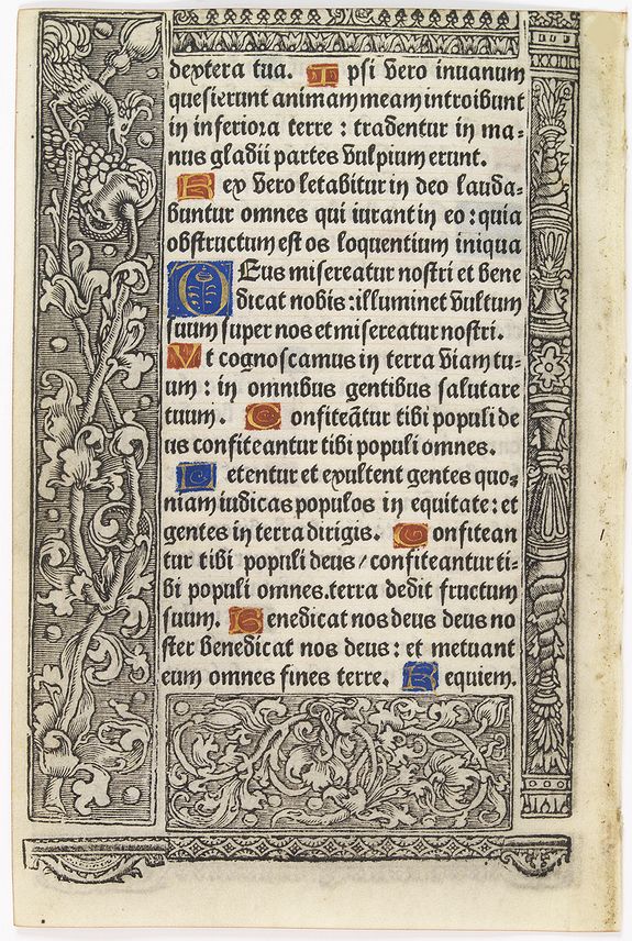 BOOK OF HOURS, Leaf on vellum from a printed Book of Hours., antique map, old maps