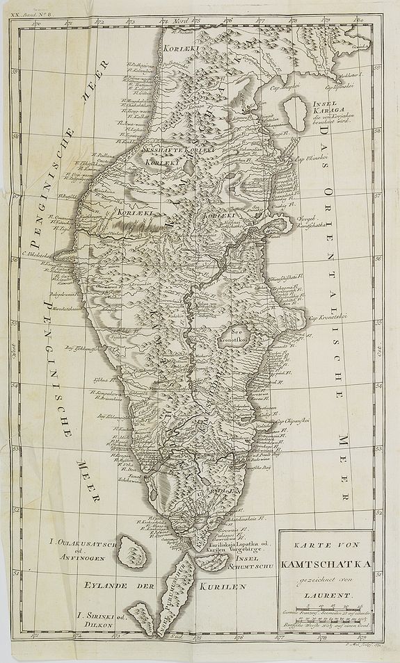 BELLIN, J.N. / ARKSTEE & MERKUS., KARTE von KAMTSCHATKA . . XX. Band N°8., antique map, old maps