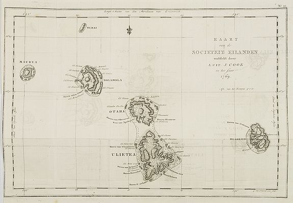 COOK, Captain James., Kaart van de Societeit Eilanden ontdekt door Luit. J. Cook in het jaar 1769. N° 111., antique map, old maps