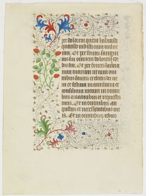 BOOK OF HOURS, A manuscript leaf from a Book of Hours., antique map, old maps