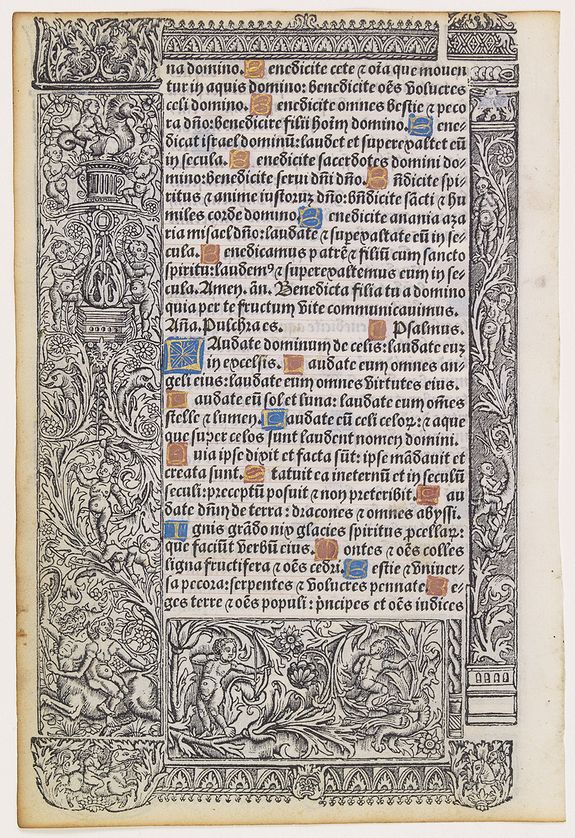 BOOK OF HOURS, A printed leaf from Book of Hours., antique map, old maps