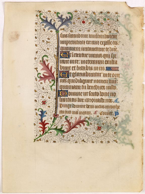 BOOK OF HOURS, A manuscript leaf from a Book of Hours., antique map, old maps