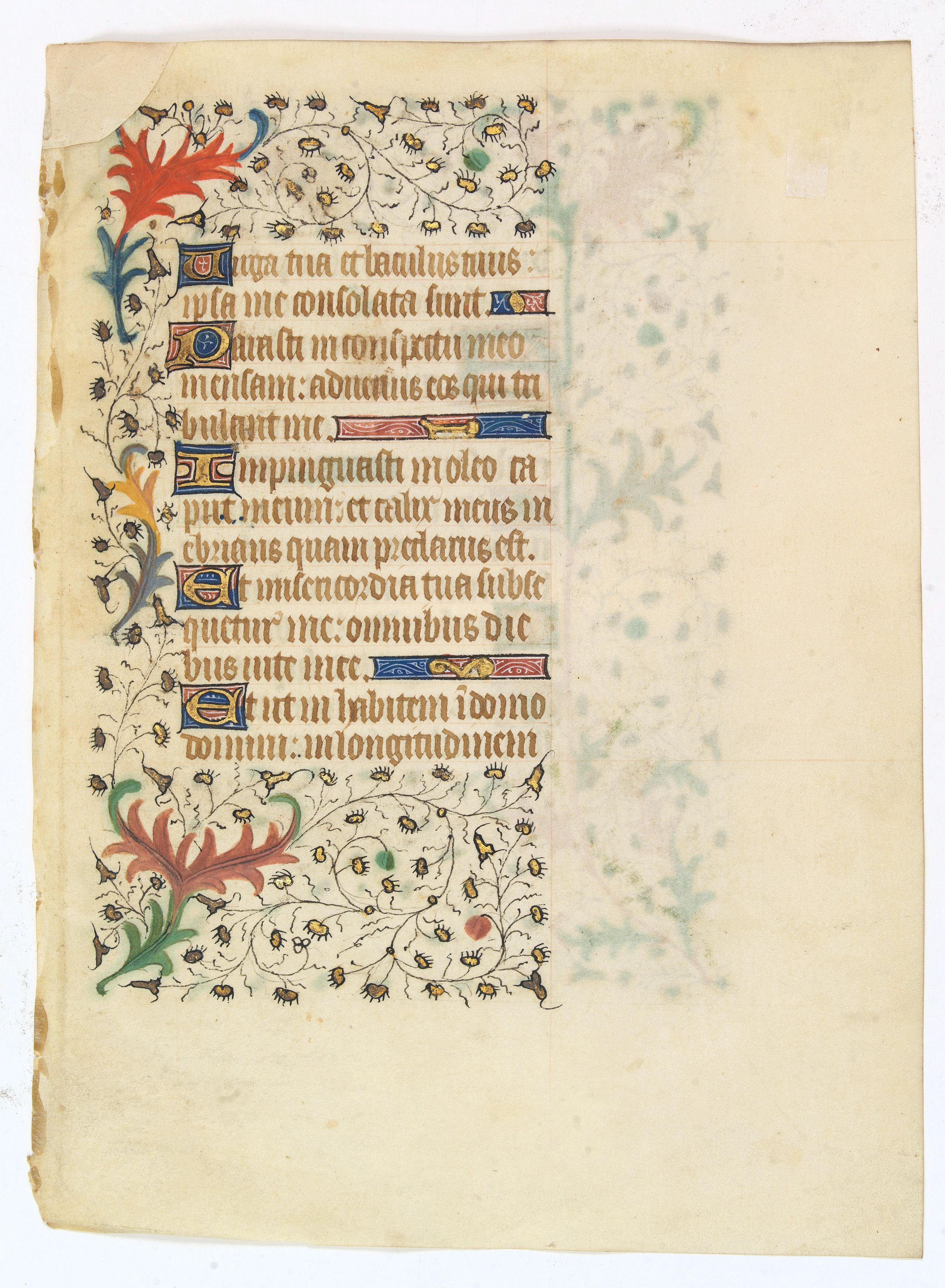 BOOK OF HOURS, A manuscript leaf from a Book of Hours., antique map, old maps
