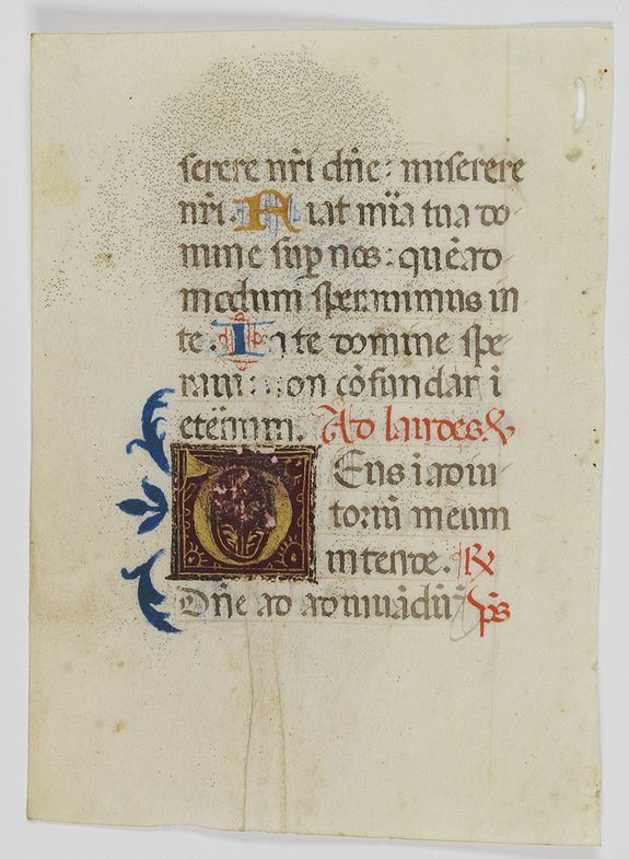 BOOK OF HOURS, A manuscript leaf from a Book of Hours., antique map, old maps