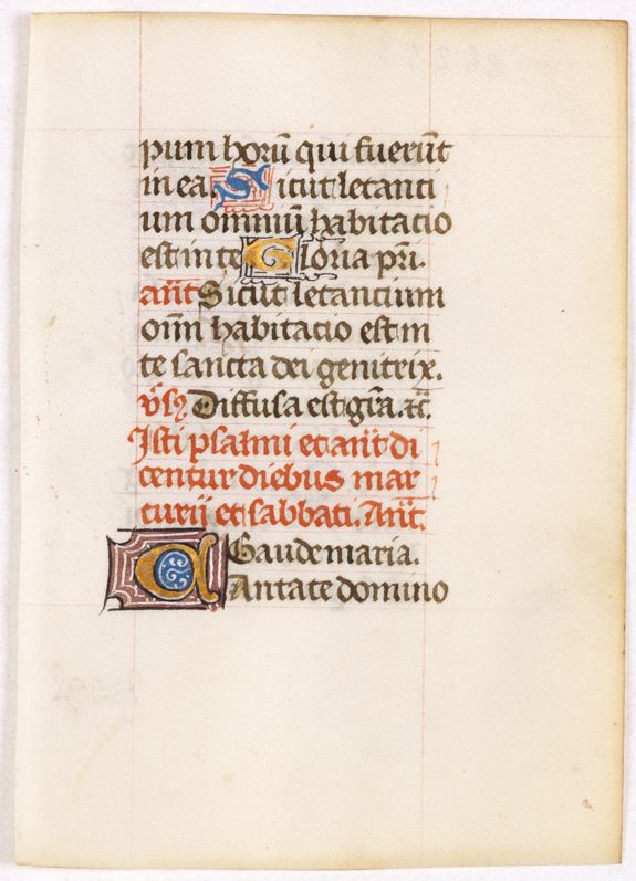 BOOK OF HOURS, A manuscript leaf from a Book of Hours., antique map, old maps