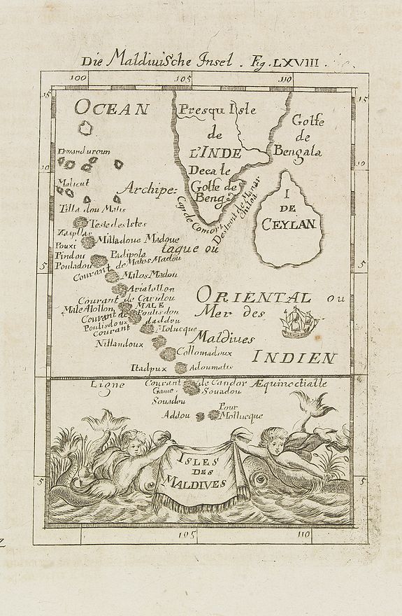 MALLET, A.M., Isles de Maldives., antique map, old maps