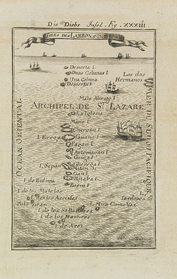 MALLET, A. M., Isles des Larrons. [South Pacific], antique map, old maps