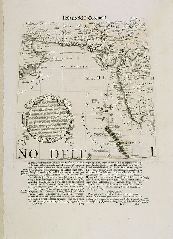 CORONELLI, V.M.,  [Globe Gore of the Arabian Sea], antique map, old maps