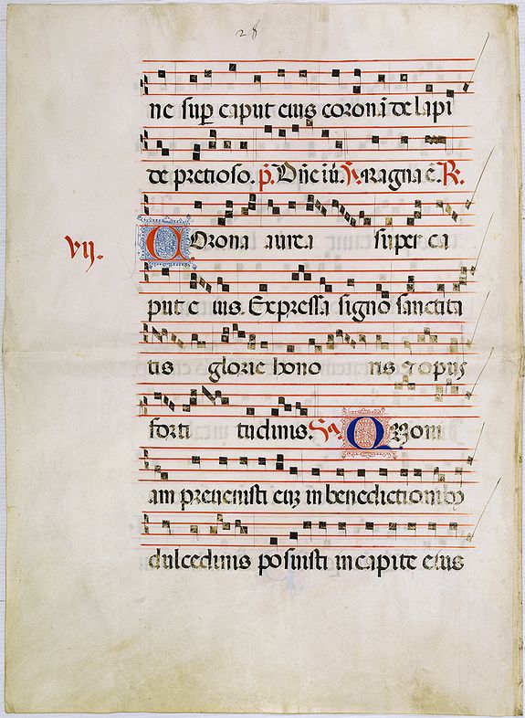 ANTIPHONARIUM, Leaf on vellum from a antiphonary., antique map, old maps