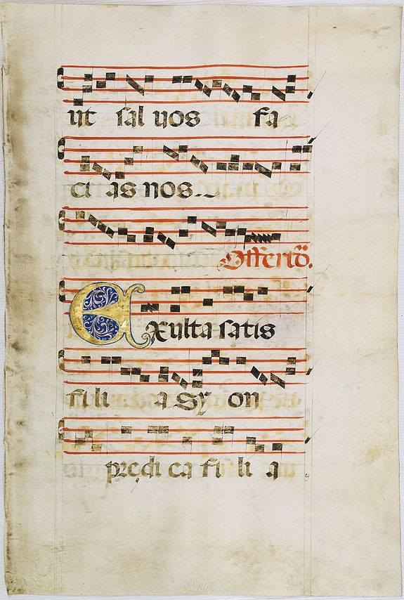 ANTIPHONARIUM, Leaf on vellum from an antiphonary., antique map, old maps