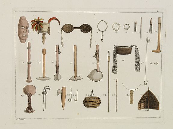 FERRARIO, G., [ Traditional tools from New Caledonia ]., antique map, old maps
