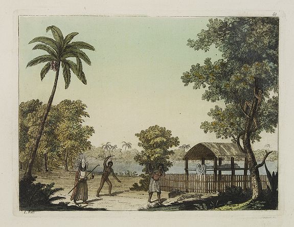FERRARIO, G.,  [ Mortuary scene. Tahiti Islands  ]., antique map, old maps