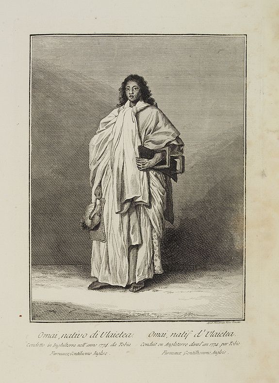 VIERO, Theodorum., Uomai, nativo di Ulaietea condotto in Inghilterra nell' anno 1774 da Tobia Furneaux, Gentiluomo Inglese. / Omai, natif d'Ulaietea Conduit en Angleterre dans l'an 1774 par Tobie Furneaux, Gentilhomme Anglois., antique map, old maps