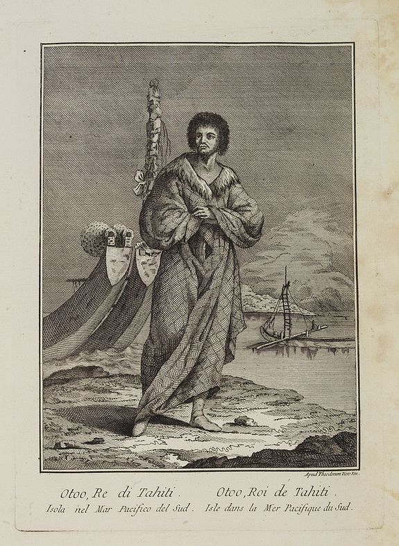 VIERO, Theodorum., Otoo, Re di Tahiti Isola nel Mar Pacifico del Sud. / Otoo, Roi de Tahiti Isle dans la Mer Pacifique du Sud., antique map, old maps