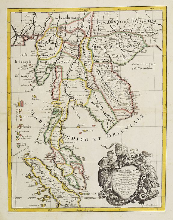 DE ROSSI, G.,  Penisola dell India di l� dal Gange. . ., antique map, old maps