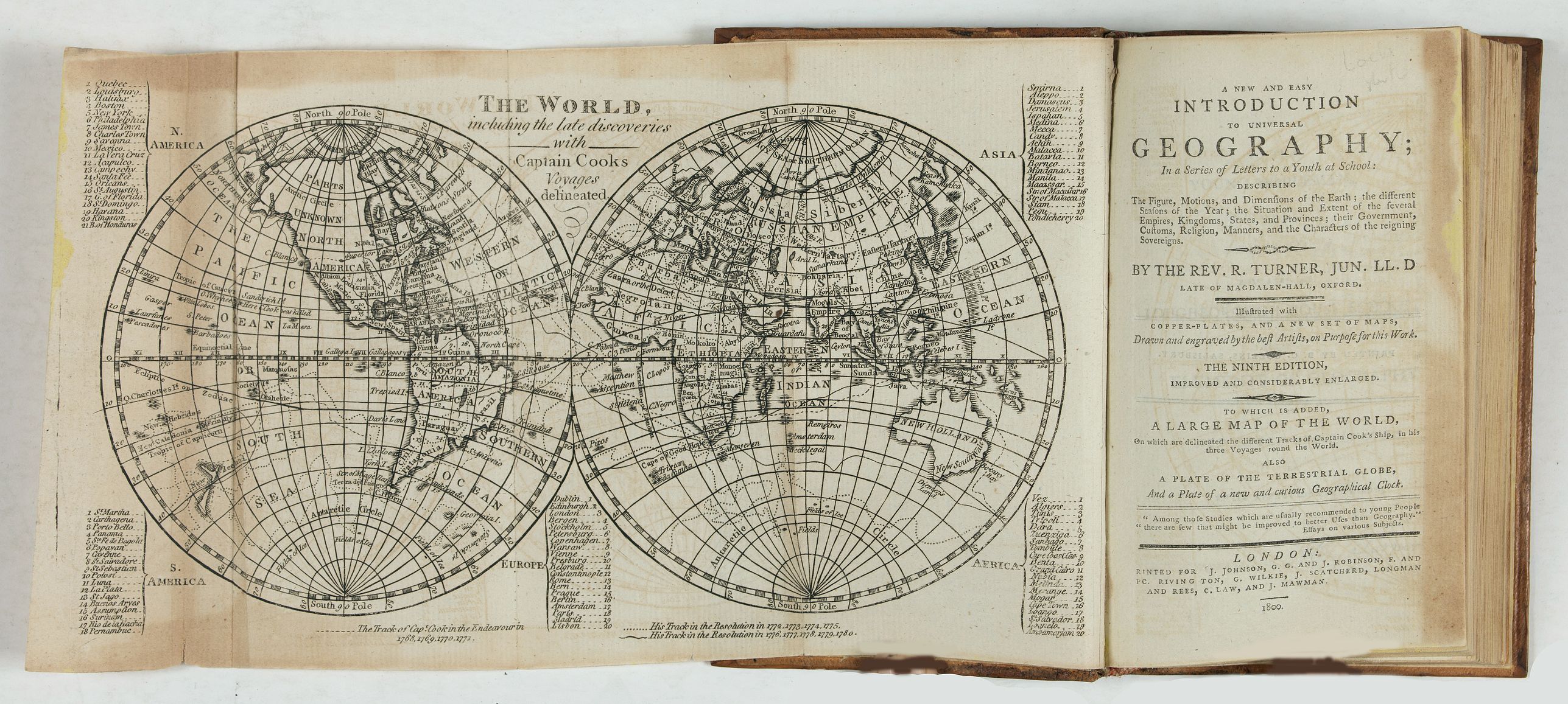 TURNER, R., A new and easy introduction to universal geography: In a series of letters to a youth at school. . . The ninth edition, improved and considerably enlarged., antique map, old maps