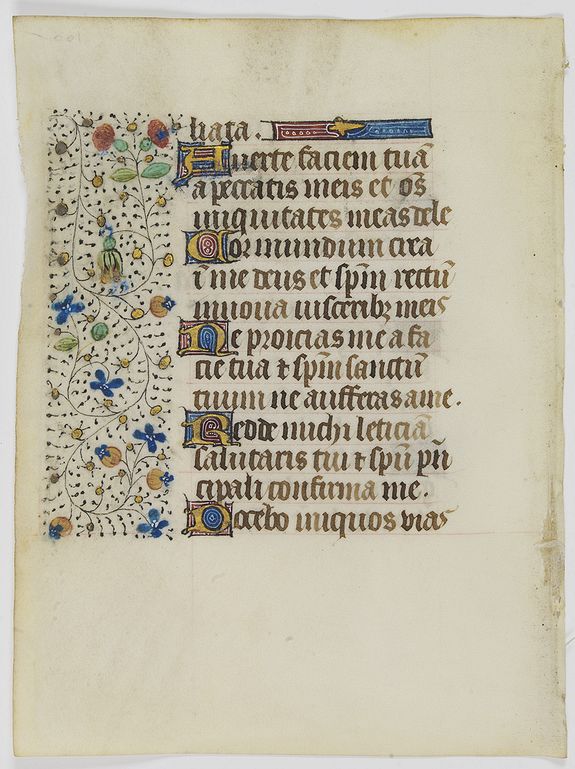 FRANCISCAN BOOK OF HOURS, Leaf on vellum from a manuscript Book of Hours, use of Rome., antique map, old maps