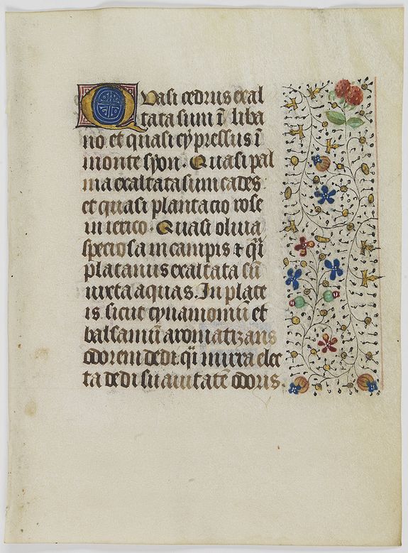 FRANCISCAN BOOK OF HOURS, Leaf on vellum from a manuscript Book of Hours, use of Rome., antique map, old maps