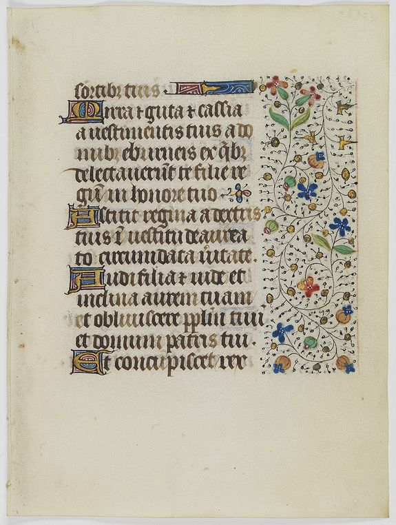 FRANCISCAN BOOK OF HOURS, Leaf on vellum from a manuscript Book of Hours, use of Rome., antique map, old maps