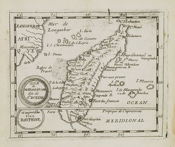 DU VAL, P., Isle de Madagascar dite de St.Laurens et aujourd'hui Isle Dauphine., antique map, old maps