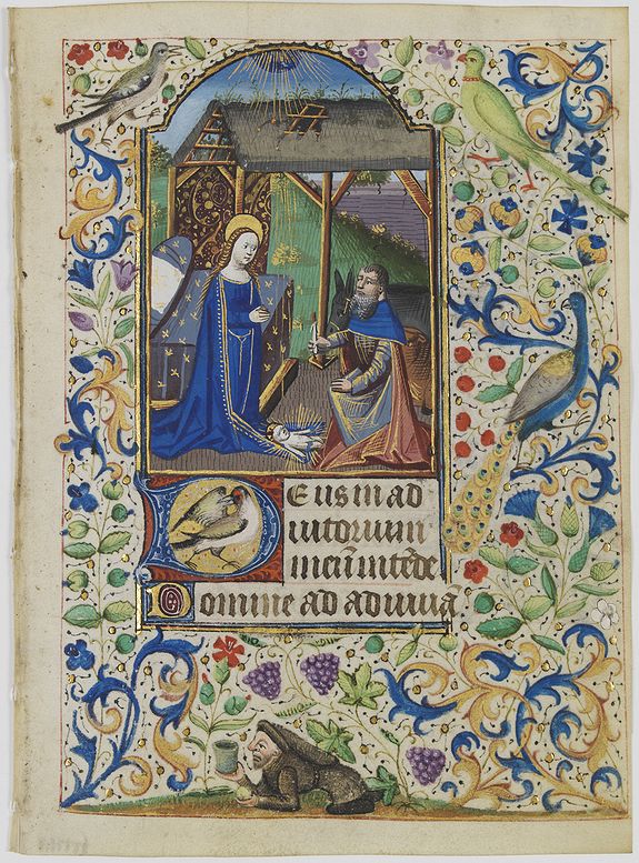 MASTER OF JEAN ROLIN II, Miniature of Maria, Josef and new born Christ., antique map, old maps