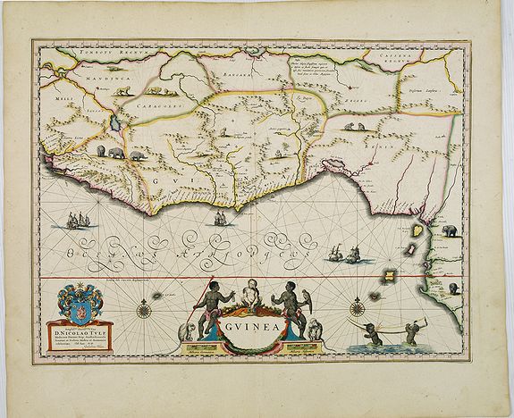 BLAEU, W., Guinea., antique map, old maps