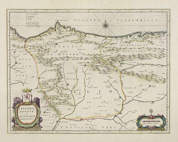BLAEU, W.,  Legionis Regnum et Asturiarum Principatus., antique map, old maps