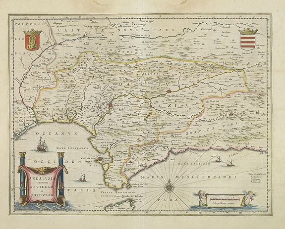 BLAEU, W.,  Andalusia continens Sevillam et Cordubam., antique map, old maps