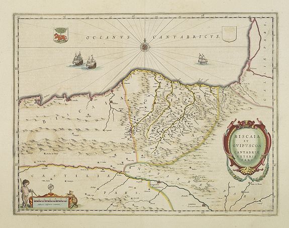 BLAEU, W.,  Biscaia et Guipuscoa Cantabriae veteris Pars., antique map, old maps