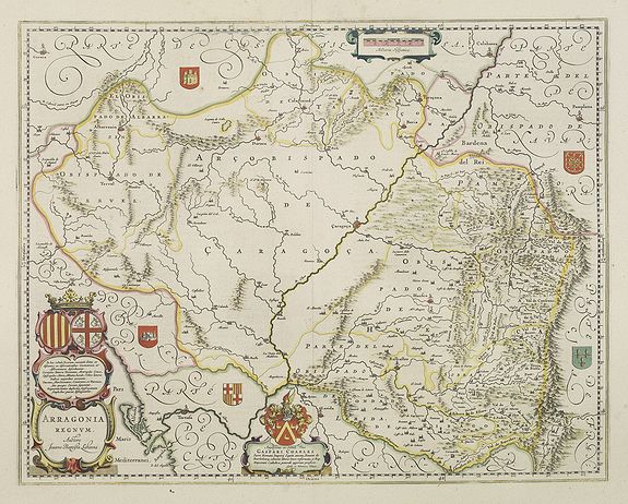 BLAEU, W.,  Arragonia Regnum., antique map, old maps