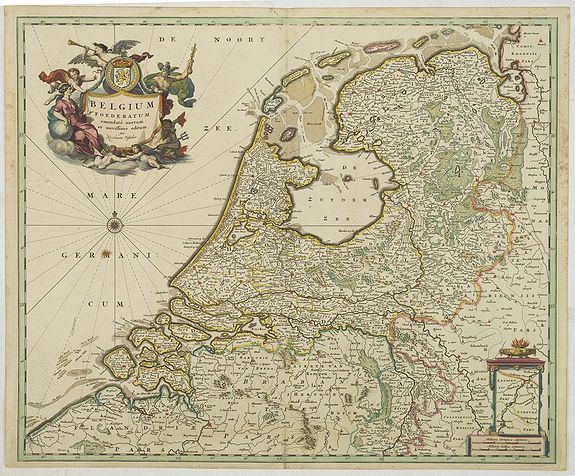 VISSCHER, N.,  Belgium Foederatum emmendat� auctum et novissim� editum per Nicolaum Visscher., antique map, old maps