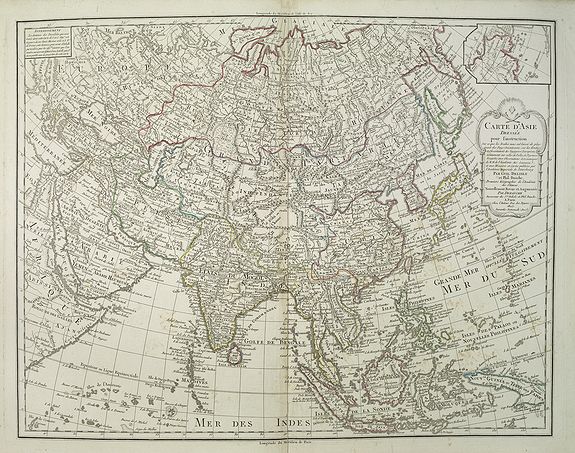 DELISLE, G. / DEZAUCHE, J. A., Carte de Asie dresse´e pour l'instruction / par Guil. Delisle et Phil. Buache ? nouvellement revue et augmentee´ par Dezauche., antique map, old maps