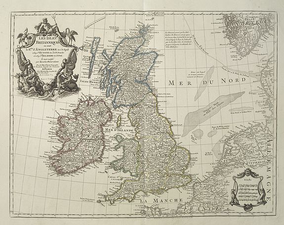 DELISLE, G. / DEZAUCHE, J. A., Les Isles Britanniques ou sont le Rme. D'Angleterre . . . Par G. De L'Isle. . . A Paris Chez Dezauche. . ., antique map, old maps