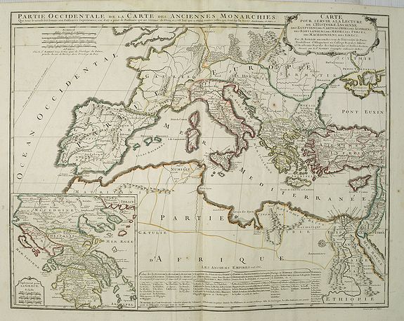 ROBERT VAUGONDY, Gilles., Carte pour servir à la lecture de l'histoire ancienne des Egyptiens, des Carthaginois, des Assyriens, des Babyloniens, des Medes, des Perses, des Macedoniens, des Grecs: par M. Rollin ancien recteur de l'université de Paris., antique map, old maps