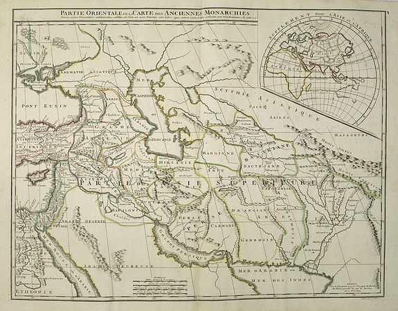 ROBERT VAUGONDY, d., Gilles., Carte pour servir à la lecture de l\'histoire ancienne des Egyptiens, des Carthaginois, des Assyriens, des Babyloniens, des Medes, des Perses, des Macedoniens, des Grecs: par M. Rollin ancien recteur de l\'université de Paris., antique map, old maps