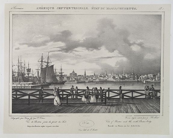 MILBERT, J., View of Boston and the South Boston Bridge.