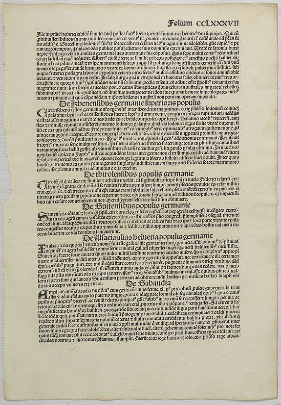 SCHEDEL, H.,  [Text page Folium CCLXXXVII]., antique map, old maps