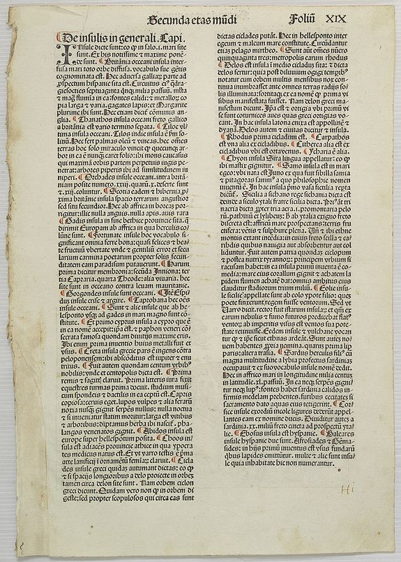SCHEDEL, H., Secunda etas mudi. Foliu XIX., antique map, old maps