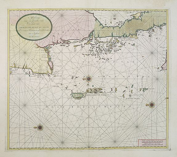 VAN KEULEN, G.,  Afteekening van een gedeelte van de kust van Arracam, Pegu en Siam van de rivier Arracam, tot aan de Noordhoek van 't Eyland Sumatra., antique map, old maps