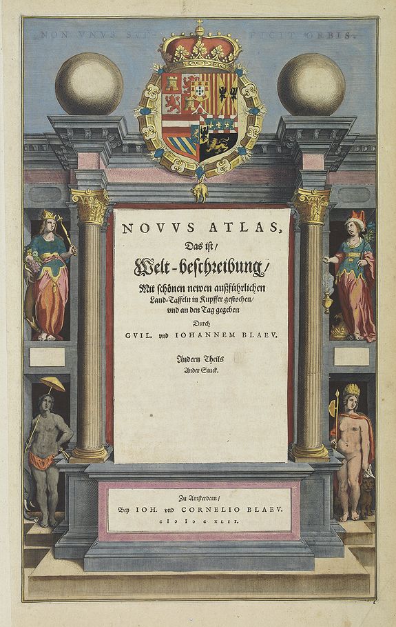 BLAEU, W. & J., Title page from Blaeu's New Atlas., antique map, old maps