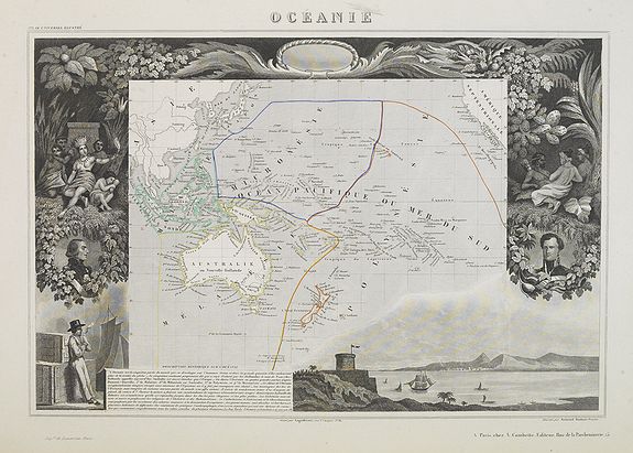 LEVASSEUR, V., Océanie., antique map, old maps
