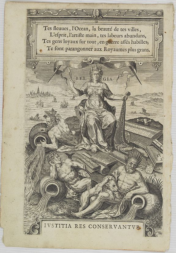 GUICCIARDINI, L., Title page: Descrittione.. di tutti i Paesi Bassi.., antique map, old maps