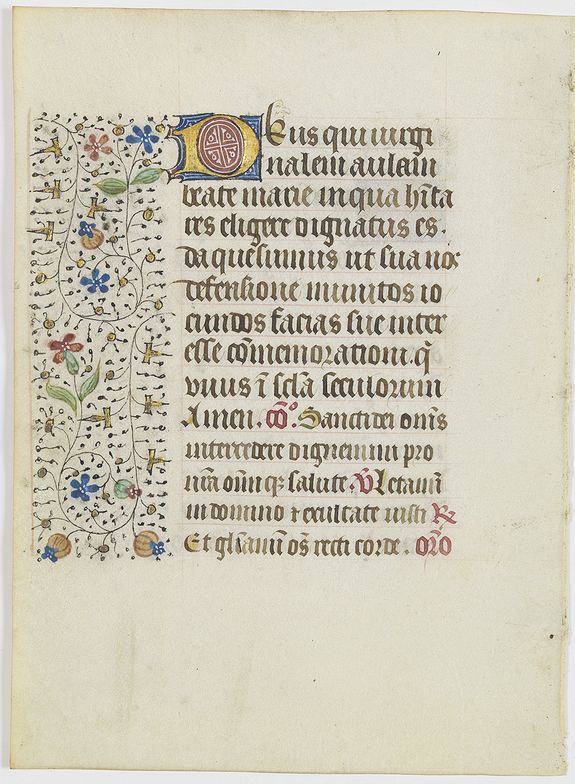 FRANCISCAN BOOK OF HOURS, Leaf on vellum from a manuscript Book of Hours, use of Rome., antique map, old maps
