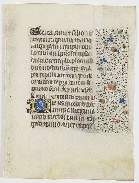 FRANCISCAN BOOK OF HOURS, Leaf on vellum from a manuscript Book of Hours, use of Rome., antique map, old maps